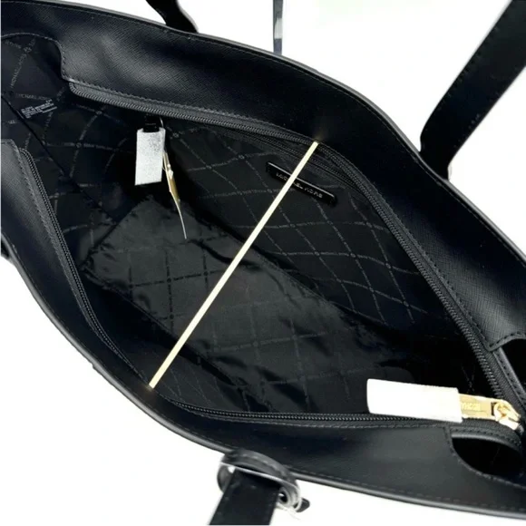 Michael Kors Medium Jet Set Travel Zip Tote Bag & Trifold Wallet Black/Gold